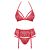 Obsessive 838 Set Red S/M komplet koronkowy 3-częściowy czerwony 136433784