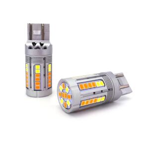 2 db W21/5W 7443 LED izzó, fehér és borostyánsárga, hibamentes - Autó izzó