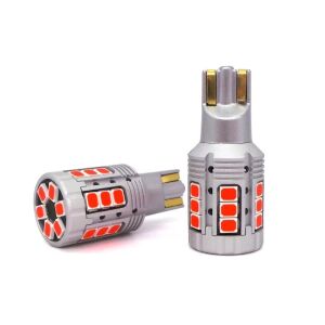 Pár W16W LED piros autó izzó, 12-24V, CANbus hibamentes - Autó izzó