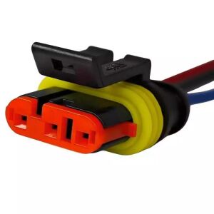 Detailný záber na 3-pinový vodotesný konektor Superseal, elektrické pripojenie - Auto žiarovky