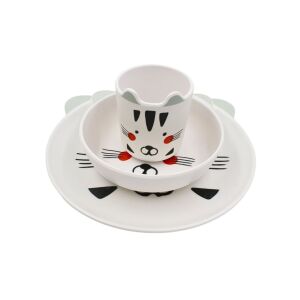 Set masă copii, cană + bol + farfurie, 100% melamină, model pisicuță 136451523 - Servicii de masa pentru copii