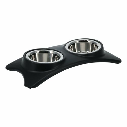 Futter- und Wassernapf-Set für Tiere, 2 Edelstahlnäpfe, PP-Ständer, 36x18x5 cm, 240 g 136451703