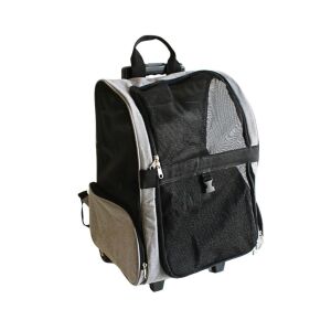 Vozík s batohom na prepravu malých zvierat, 35x32 cm, max. 105 cm, s kolieskami a výsuvnou rukoväťou, sivý 136451740 - Chov mačiek