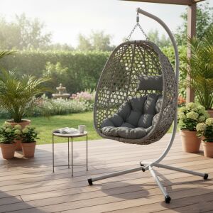 GardenLine Сгъваем шезлонг с възглавници - сив 144112764 - Градински мебели