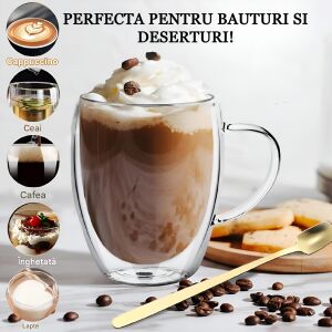Cana termorezistenta Koken cu pereti dubli perfecta pentru bauturi si deserturi - Servirea