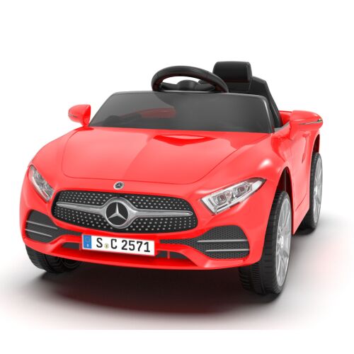 Червена електрическа кола Pepita Mercedes-Benz CLS350 за деца, преден ъгъл