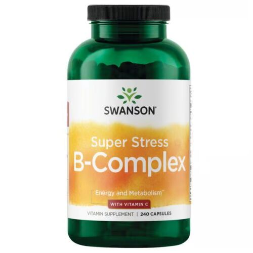 Swanson Super Stress B-komplex C-vitaminnal, 240 kapszula, energia és anyagcsere támogatás - Étrendkiegészítő
