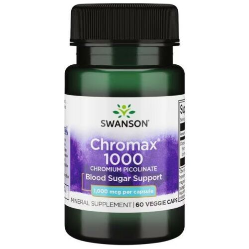 Swanson Chromax 1000 Króm-Pikolinát, 60 Veggie Kapszula, Vércukorszint Támogatás - Étrendkiegészítő