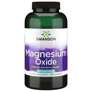 Swanson Oxid de magneziu 200mg, 500 capsule pentru sănătatea mușchilor și a oaselor - Supliment alimentar
