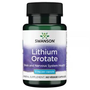 Swanson Lithium Orotate 5mg, 60 capsule vegetale pentru sănătatea creierului și a sistemului nervos - Frumusețe și sănătate