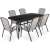 Fieldmann Rony II. garden dining set with 6 chairs and a table, black and grey