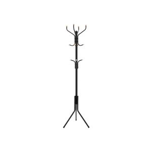 SONGMICS Elegáns Fém Ruhafogas Állvány Fekete 182 cm Fa Díszgombokkal