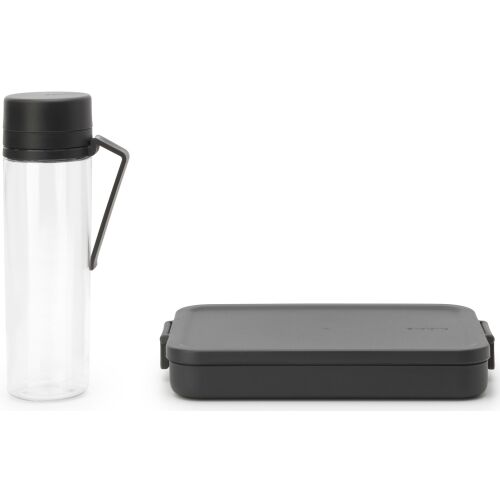 Brabantia Make & Take Break szett: 500ml-es vizespalack és 1100ml-es ételhordó doboz, sötétszürke - Brabantia