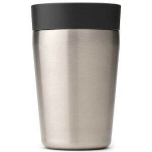 Brabantia Make &amp; Take Insulated Flask duplafalú termoszbögre 200 ml, hideg és meleg italok számára, szivárgásmentes, snap lid fedél, r.m. acél, sötétszürke - 228728