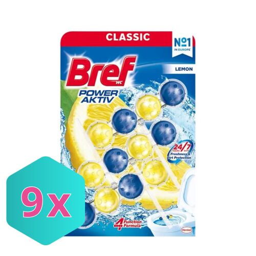 Bref wc tisztító golyós Mega Pack (3DB-OS) power aktiv 3X50g lemon KARTON -9 cs 136482705