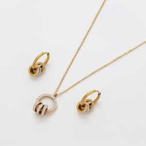 Arany tónusú Emporia Ötvözetű Szett Fehér Emporia® Kristállyal ( Nyaklánc+Fülbevaló+Medál ), XUP186 136496143 - Emporia