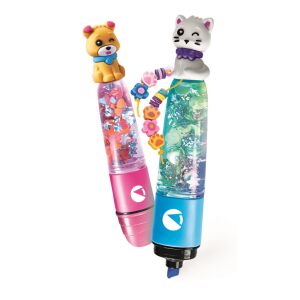 Zakreślacze Clementoni Sweet Pets DIY z nakładkami w kształcie kota i psa - Uchwyt na długopis