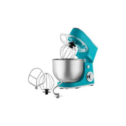 Sencor STM 3637TQ turquoise stand mixer with stainless steel bowl and attachments