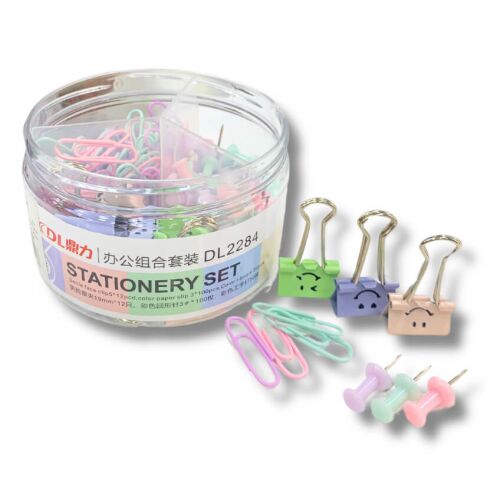 Irodaszer készlet, pasztell színben (gémkapocs, térképtű és bindercsipesz), 150+ db-os 136502270