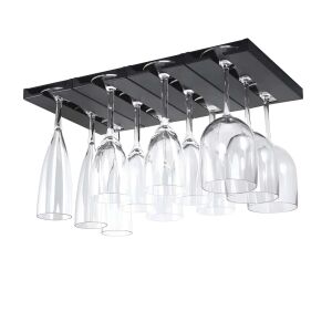 Set 4 Suporturi suspendat pentru pahare cu picior Koken, potrivit pentru diverse tipuri de pahare, 2x11x25 cm, Plastic/Negru 136517283 - Depozitare și organizare