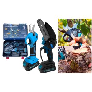 Hayami 48V akkus láncfűrész és metszőolló szett tokkal és használati példákkal - Kertészeti eszköz