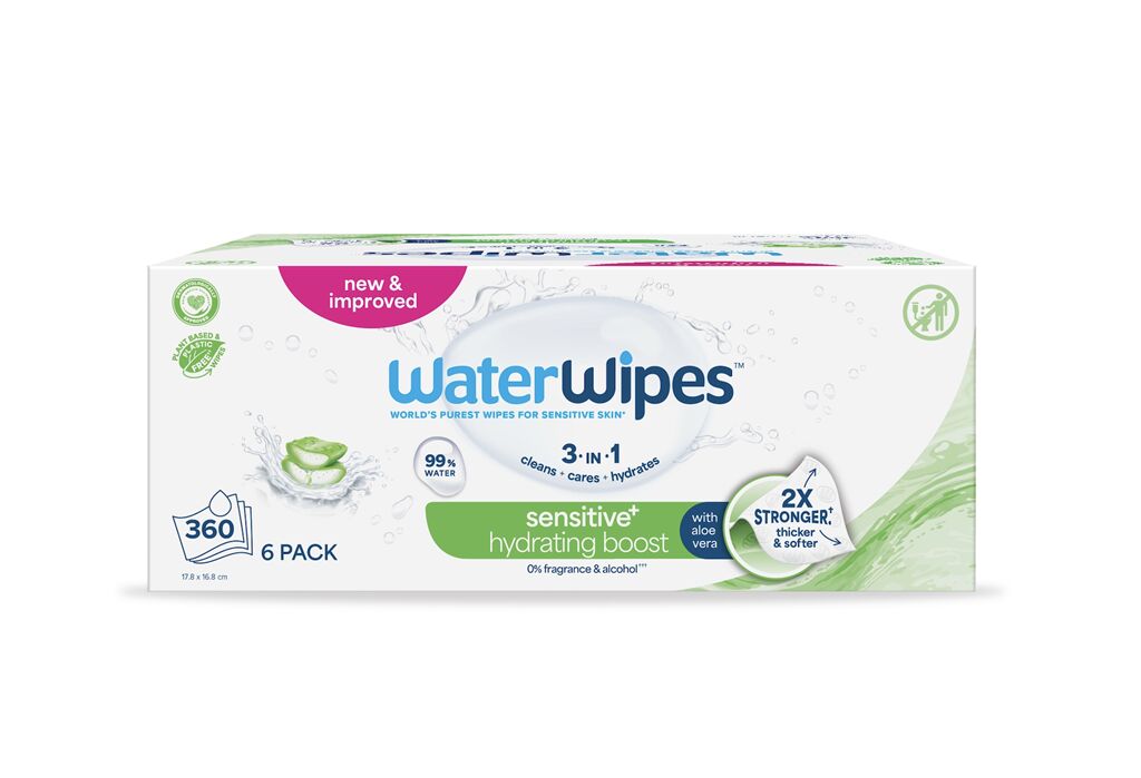 6x WATERWIPES Műanyagmentes nedves törlőkendők Hydrating clean 60...