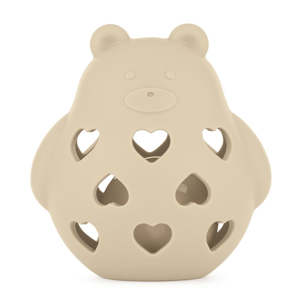 PETITE&MARS Szilikon játék csörgővel Bear Basil Desert Sand 0m+