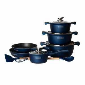 Royalty Line BS1010 13 darabos kék márvány bevonatos edénykészlet - Edénykészlet