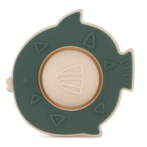 PETITE&MARS Fiona hal alakú szilikon rágóka babáknak, misty green színben, 6 hónapos kortól - Petite&Mars