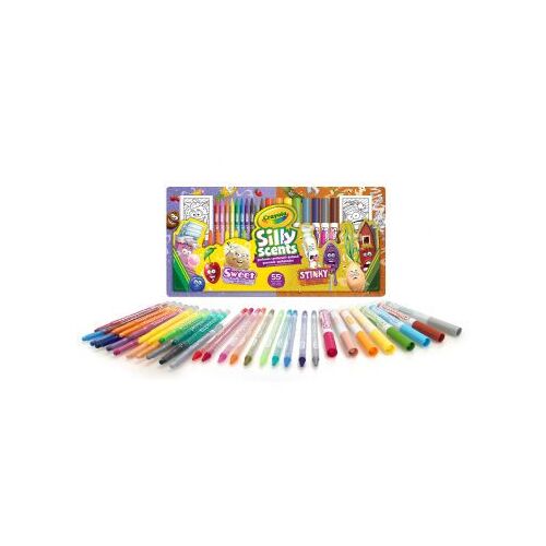 Crayola Silly Scents 55-dielna písacia súprava s kartami postáv