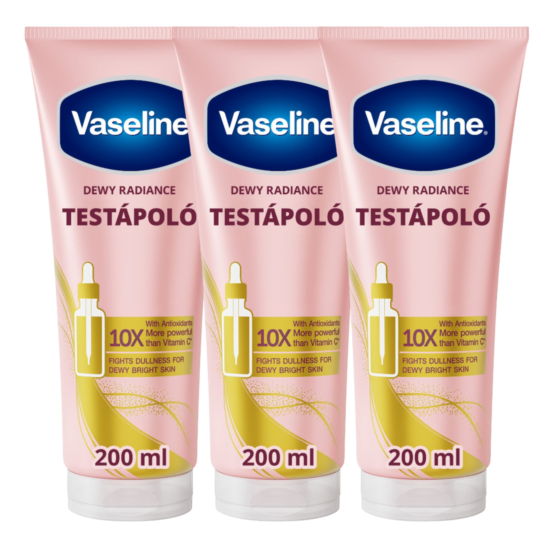 E-shop Vaseline Dewy Radiance Serum telové mlieko 3x200ml