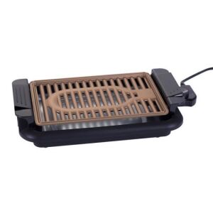 Füstmentes grill Oliver Voltz OV51015P, 1200W, 30x21 cm, Termosztát, Tapadásmentes bevonat, Zsírtálca, Fekete/barna