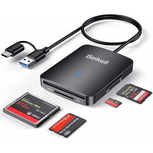 Beikell USB C és USB 3.0 kártyaolvasó adapter SD, TF, CF, MS kártyákhoz