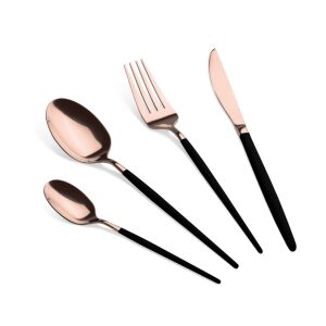 Elegantes Berlinger Haus Besteckset in Roségold und Schwarz - Edelstahl-Besteck - Besteck-Sets