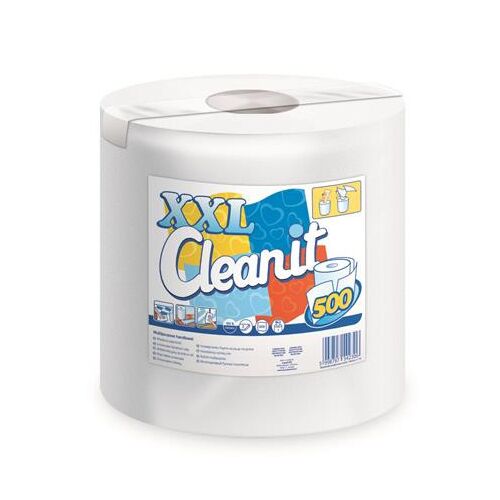 Törlőkendő, tekercses, univerzális, 2 rétegű, LUCART "CLEANIT XXL 500", fehér 136614965