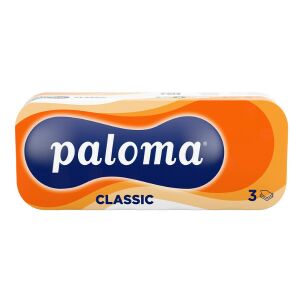 Toalettpapír, WC papír, 10 tekercs, 3 réteg, 105 lap, Paloma Classic 136615049 - WC-papír