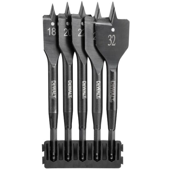 DEWALT Hegytartó, lapos fafúrók Extreme, 5db, 18-32mm