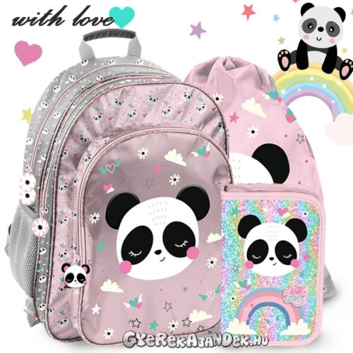 Paso pandás iskolatáska, hátizsák SZETT - With Love 136634837