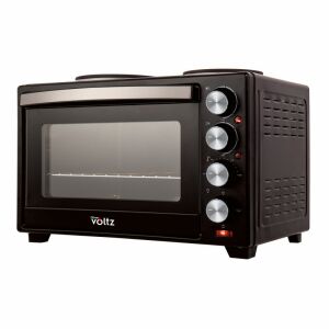 Oliver Voltz OV51441F40 kis tűzhely, 3200W, 2 égőfej, 40 l, 100-230C, dupla üvegezésű ajtó, világítás, fekete