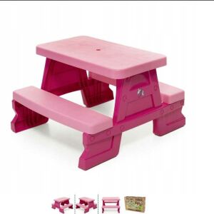 Detský piknikový stôl s lavičkou z plastu vhodný na vonkajšie aj vnútorné použitie, ružový, 70 × 79 × 47 cm 140819724 - Záhradný nábytok