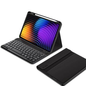 Xiaomi Pad 7 (11.2) / Pad 7 Pro (11.2), Bluetooth billentyűzetes mappa tok, érintőceruza tartó, érintőceruza nélkül, TP SC Pen Holder + Keyboard, fekete