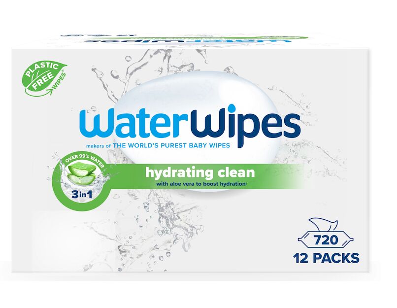 12x WATERWIPES Műanyagmentes nedves törlőkendők Hydrating clean 6...