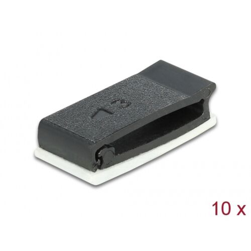 Delock Kábeltartó zárócsattal fekete 10 db (60185) 136650467