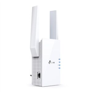 TP-Link RE605X AX1800 Wzmacniacz sygnału Wi-Fi 6, widok pod kątem z portem Ethernet - TP-Link