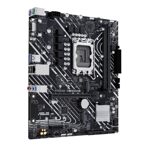 Szögletes nézet az ASUS PRIME H610M-E-CSM Micro ATX Alaplapról - Alaplap