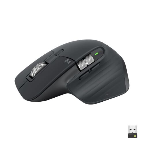 Logitech MX Master 3S graphite wireless mouse angled view