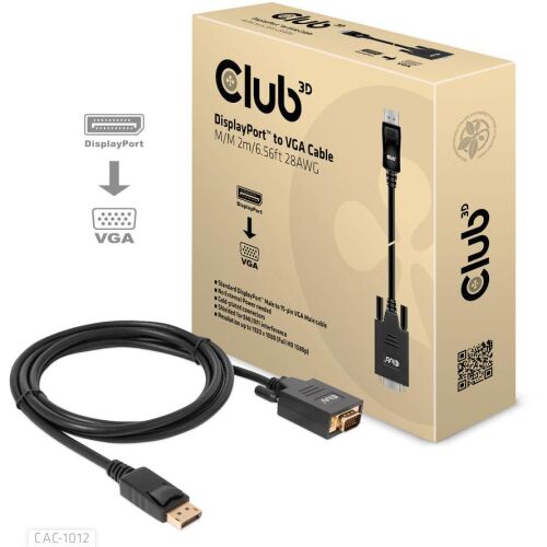 CLUB3D CAC-1012 video átalakító kábel 2 M DisplayPort VGA (D-Sub) Fekete (CAC-1012) 136671578