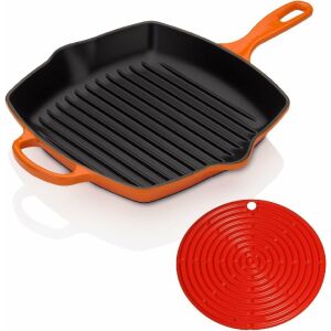 Le Creuset Sütőpiros Öntöttvas Grillserpenyő 26cm alátéttel - Le Creuset