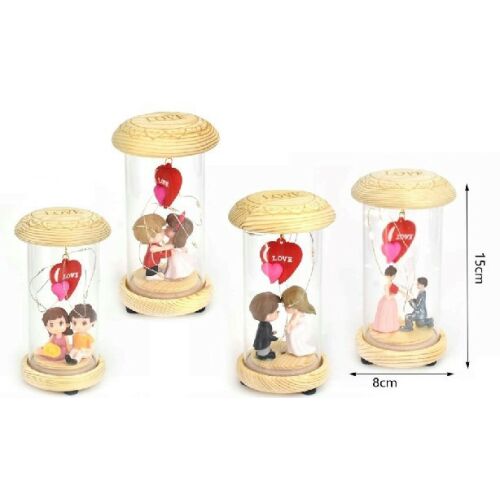 Family pár szívvel dísz üvegben led-es 8x15cm többféle 136694020