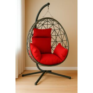 Függő fotel párna textil huzattal piros